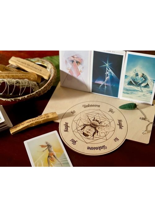 Shop Berlin Co. Bumblebee & Sacred Geometry Pendulum Board, Crystal Grid and Tarot Card Holder