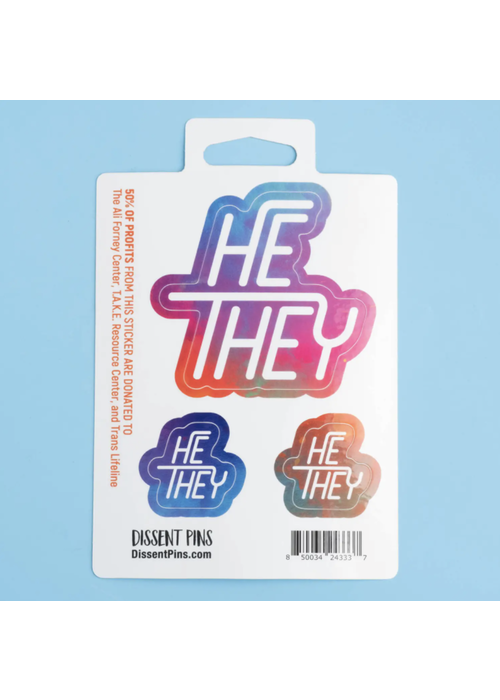 Dissent Pins Pronoun Sticker Sheet - He/They