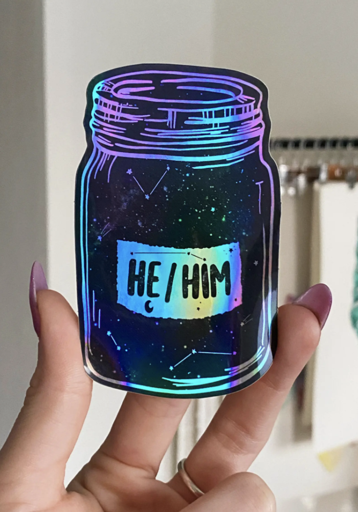 Holographic Pronoun Stickers - He/Him