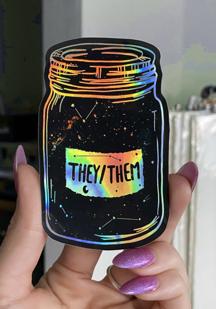 Holographic Pronoun Stickers - They/Them