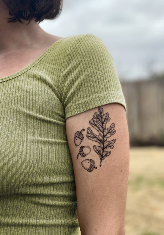 Acorn and Oak Leaves Temporary Tattoo