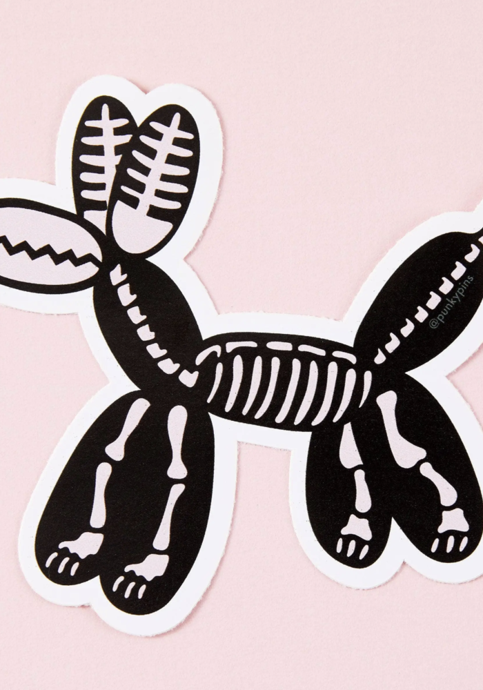 Skeleton Balloon Dog Vinyl Sticker