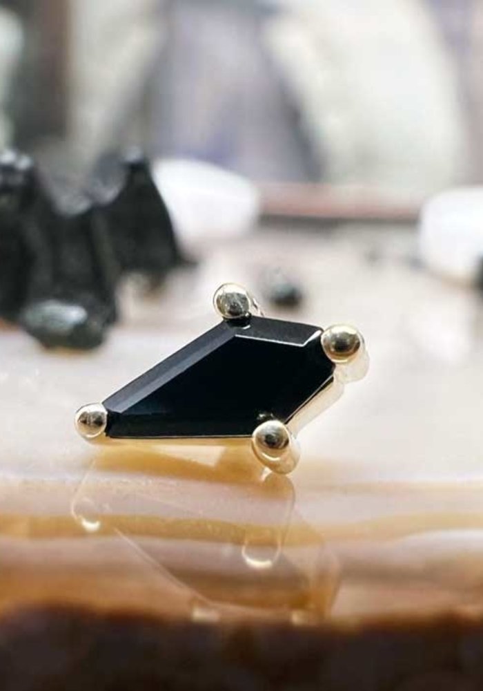 BVLA Coffin Prong 14K Yellow Gold Genuine Onyx 14g Threaded