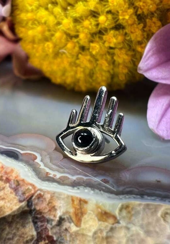 Quetzalli Amulet Palladium White Gold Black Onyx Threadless