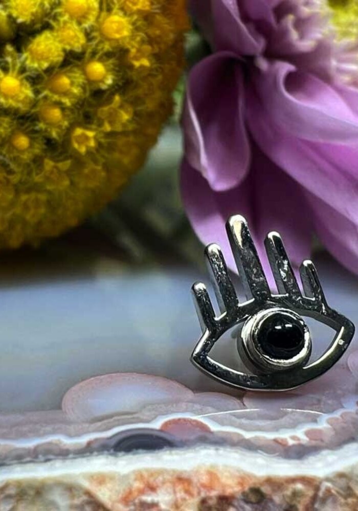 Quetzalli Amulet Palladium White Gold Black Onyx Threadless