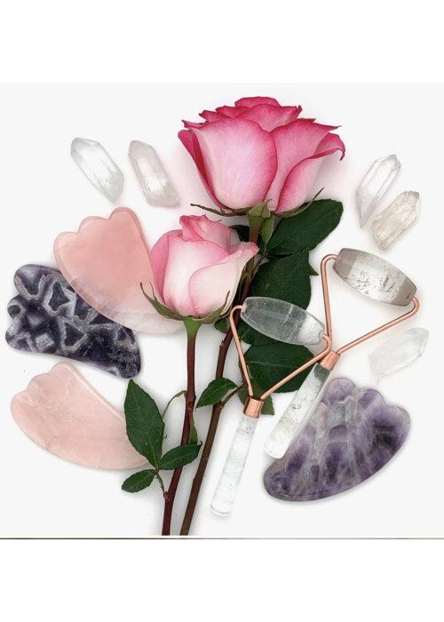 Hiouchi Jewels | Rose & Bolt Grateful Dead Jewelry Gua Sha Crystal Massage Tool - Rose Quartz Wing