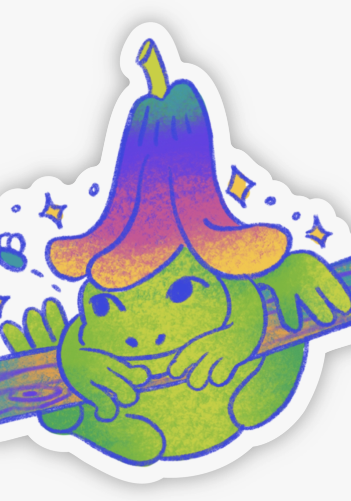 Happy Frog & Flower Face Sticker