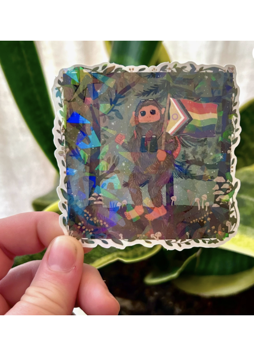 Glitter and Toadstools Sparkly Sasquatch Pride Sticker