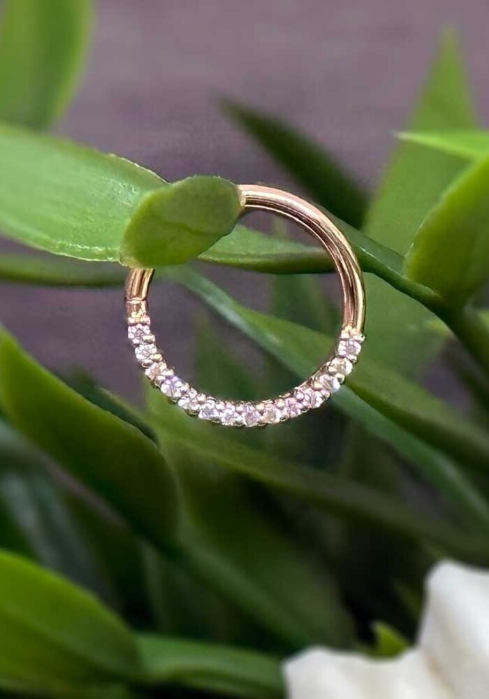 Gem Oaktier Rose Gold (12) 1mm White CZ 18g 3/8" Seam Ring