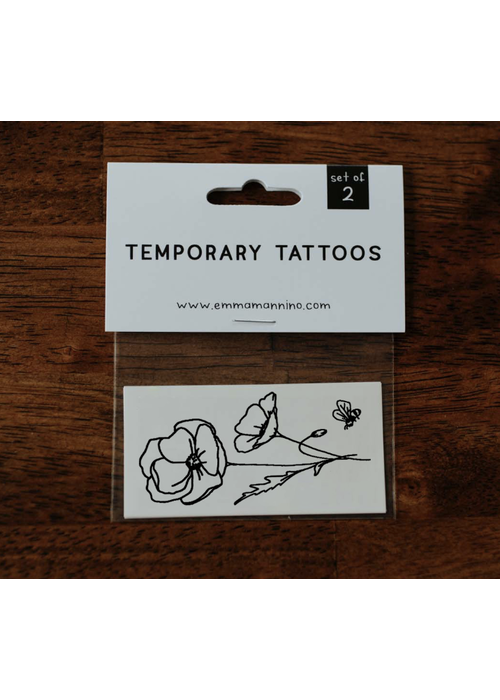 Saint & Company August Birth Flower - Poppy Temporary Tattoos