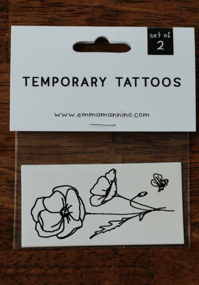 August Birth Flower - Poppy Temporary Tattoos