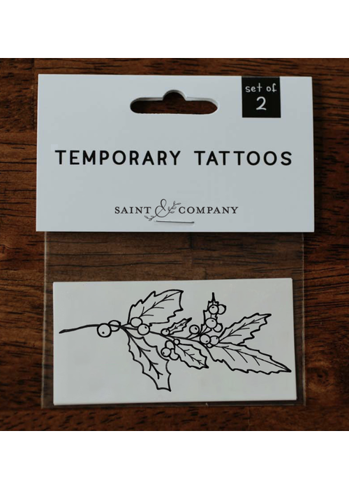 Saint & Company December Birth Flower - Holly Temporary Tattoos