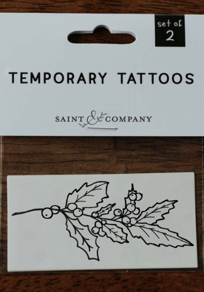 December Birth Flower - Holly Temporary Tattoos