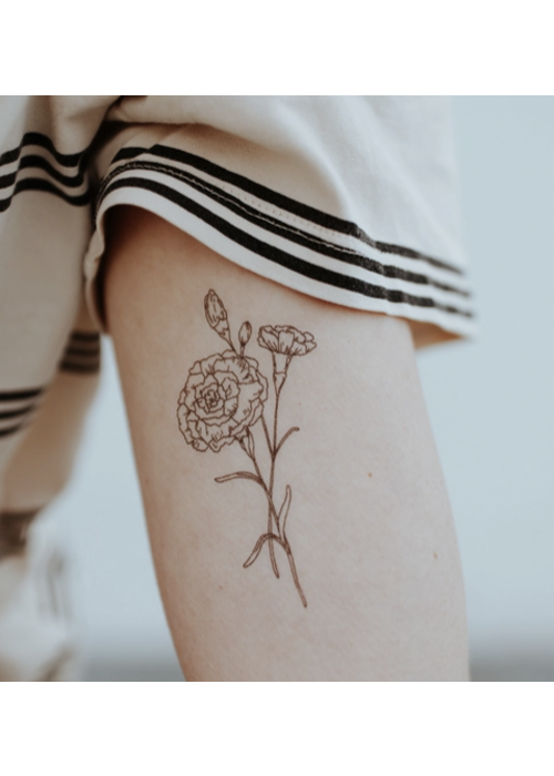 Saint & Company January Birth Flower - Carnation Temporary Tattoos