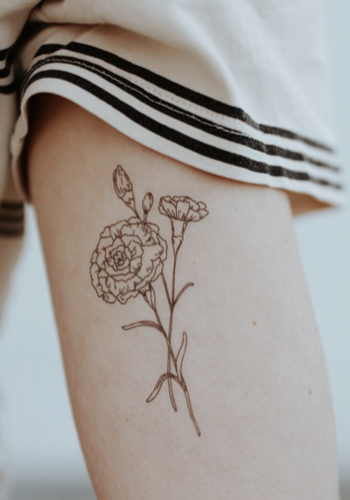 January Birth Flower - Carnation Temporary Tattoos