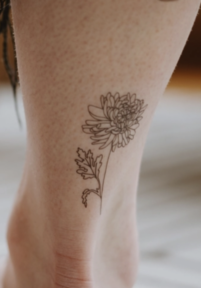 November Birth Flowers - Chrysanthemum Temporary Tattoos