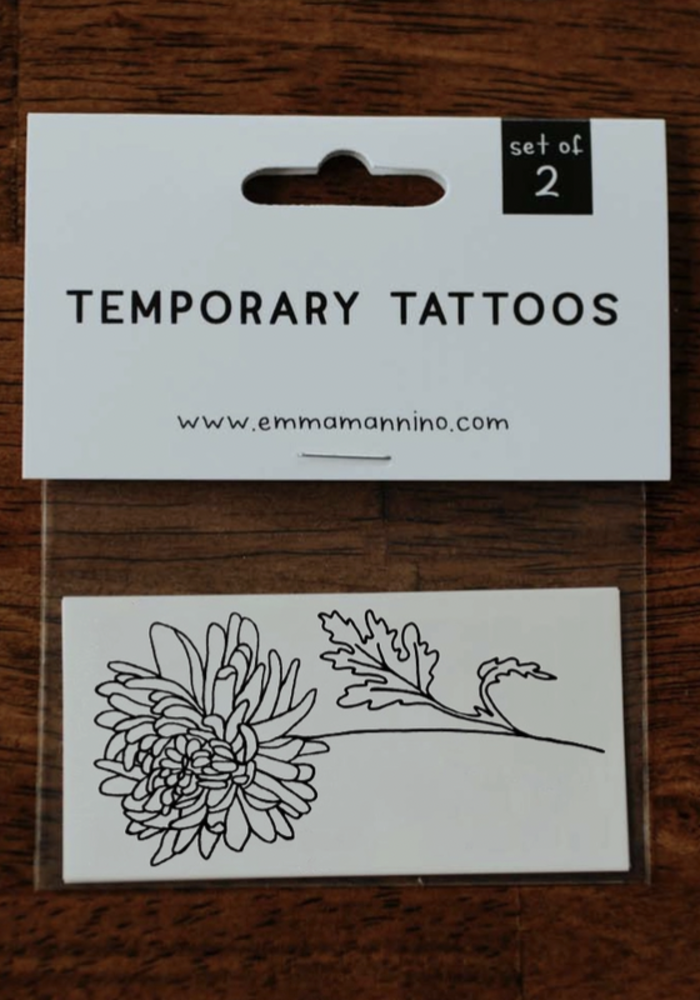 November Birth Flowers - Chrysanthemum Temporary Tattoos