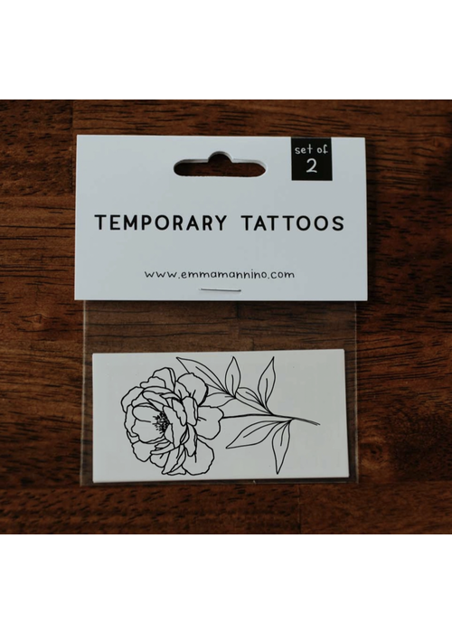 Saint & Company September Birth Flowers - Peony Temporary Tattoos