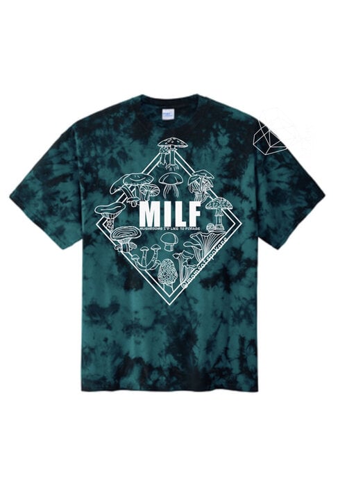 Mom's Crystal Tie-Dyed Teal Blue T-shirt - MILF