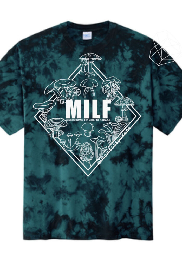 Mom's Crystal Tie-Dyed Teal Blue T-shirt - MILF