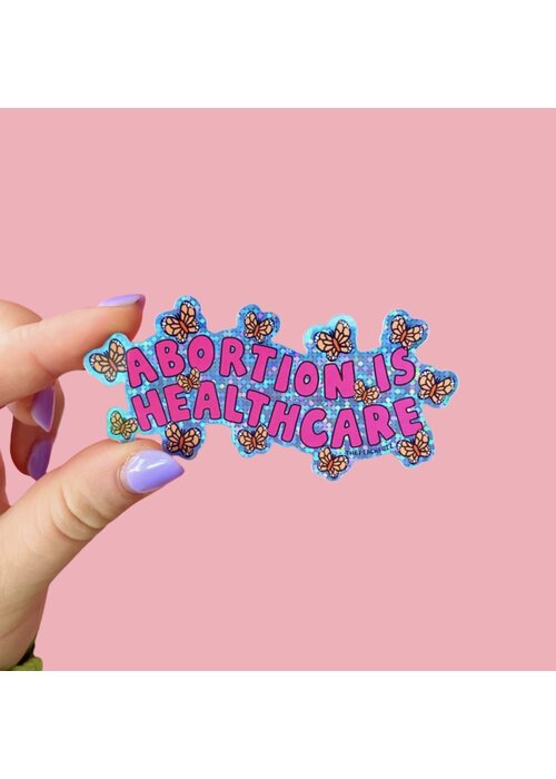 The Peach Fuzz Abortion Is Healthcare Glitter Sticker