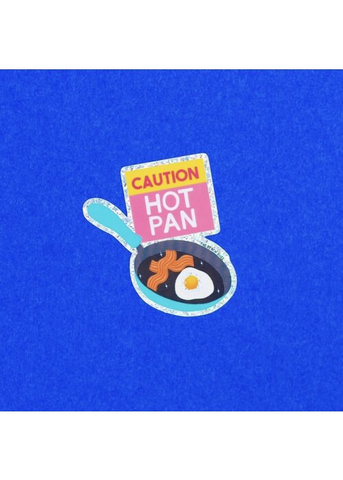 The Peach Fuzz Caution: Hot Pan Glitter Sticker