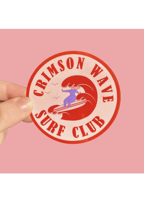 The Peach Fuzz Crimson Wave Surf Club Sticker