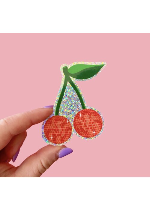 The Peach Fuzz Disco Cherries Glitter Sticker