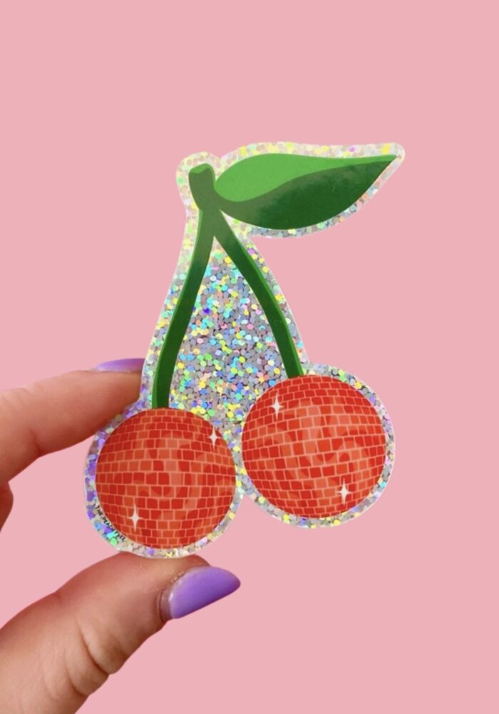 Disco Cherries Glitter Sticker