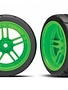 Traxxas Tra8373G Tires and wheels, assembled, glued (split-spoke green wheels, 1.9" Drift tires) (front)