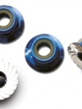 Traxxas TRA1747R Nuts Flanged Nylon Locking 4mm Blue (4)