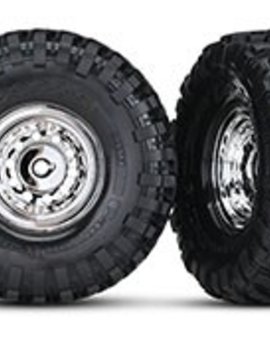 Traxxas TRA8177  1.9" chrome wheels, Canyon Trail 1.9 tires (2)/ center caps (2)/ decal sheet (requires #8255A extended stub axle)