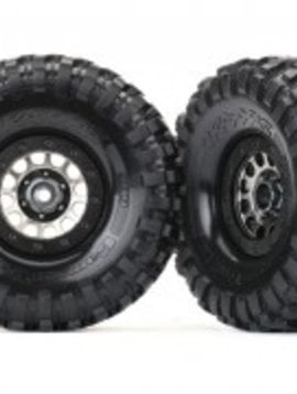Traxxas Method 105 black chrome beadlock wheels, Canyon Trail 1.9" tires, foam inserts (1 Left, 1 Right)