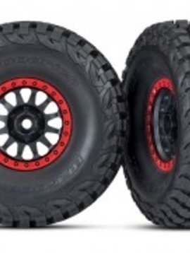 Traxxas TRA8474 UDR Tires and wheels, assembled, glued (Method Race Wheels, black with red beadlock, BFGoodrich® Baja KR3 tires) (2)
