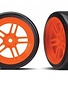 Traxxas TRA8376A Tires and wheels, assembled, glued (split-spoke orange wheels, 1.9" Drift tires) (front)