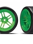 Traxxas TRA8376G Tires & Wheels, Assembled, glued (split spoke green wheels 1.9'' drift tires) Front