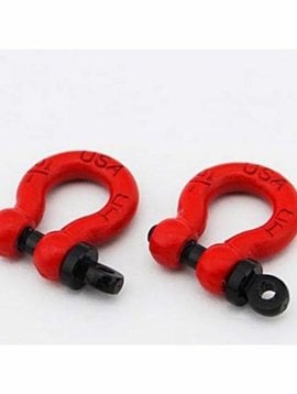HRA ACC808X02 1/10 Scale Alum Red Tow Shackle D-Rings (2)