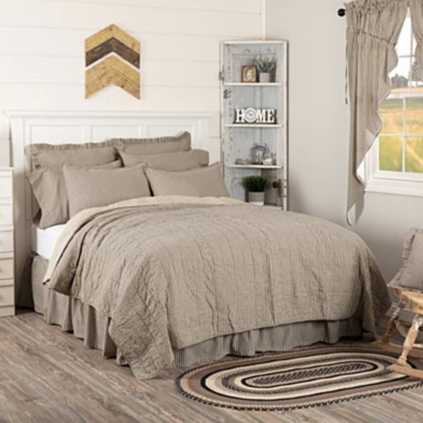 Sawyer Mill Charcoal Ticking Stripe Quilt Coverlet