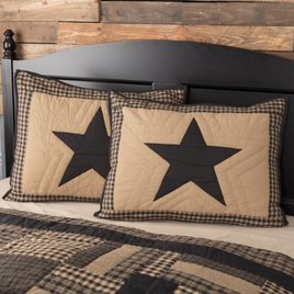 VHC Brands Black Check Star Pillow Sham