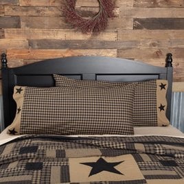 VHC Brands Black Check Star Pillow Cases