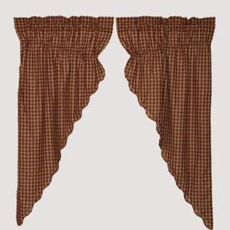 Burgundy Check Scalloped Prairie Short Panel