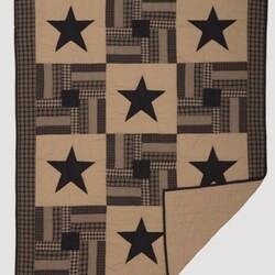 Black Check Star Quilted Throw 60x50