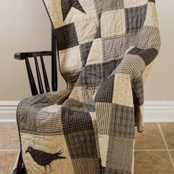 Kettle Grove Applique Crow and Star Quilted Throw 60x50