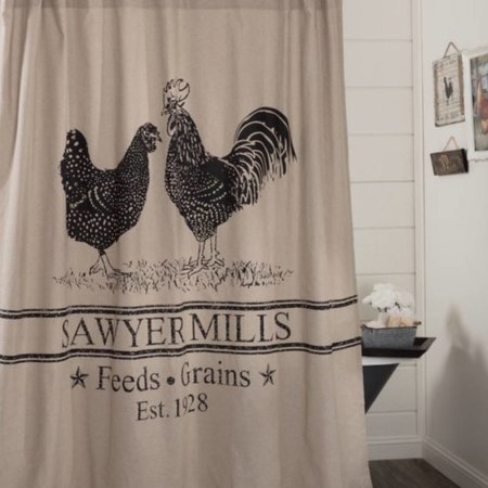 Sawyer Mill Charcoal Poultry Shower Curtain