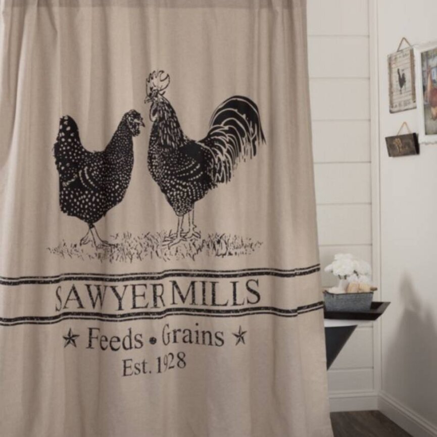 Sawyer Mill Charcoal Poultry Shower Curtain 72x72