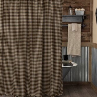 Black Check Scalloped Shower Curtain