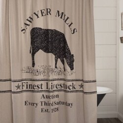 Sawyer Mill Charcoal Cow Shower Curtain 72x72