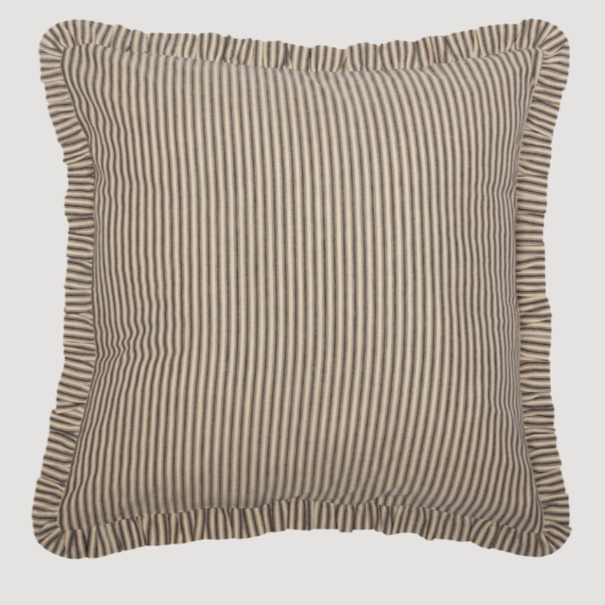 Sawyer Mill Charcoal Ticking Stripe Fabric Euro Sham 26" x 26"