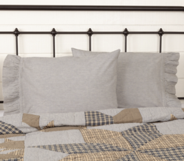 VHC Brands Dakota Star Farmhouse Blue Ticking Stripe  Pillow Cases