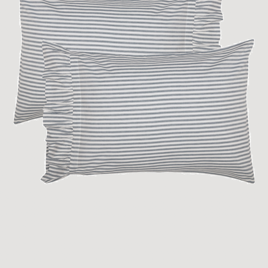 Sawyer Mill Blue Ticking Stripe Pillow Case Set of 2